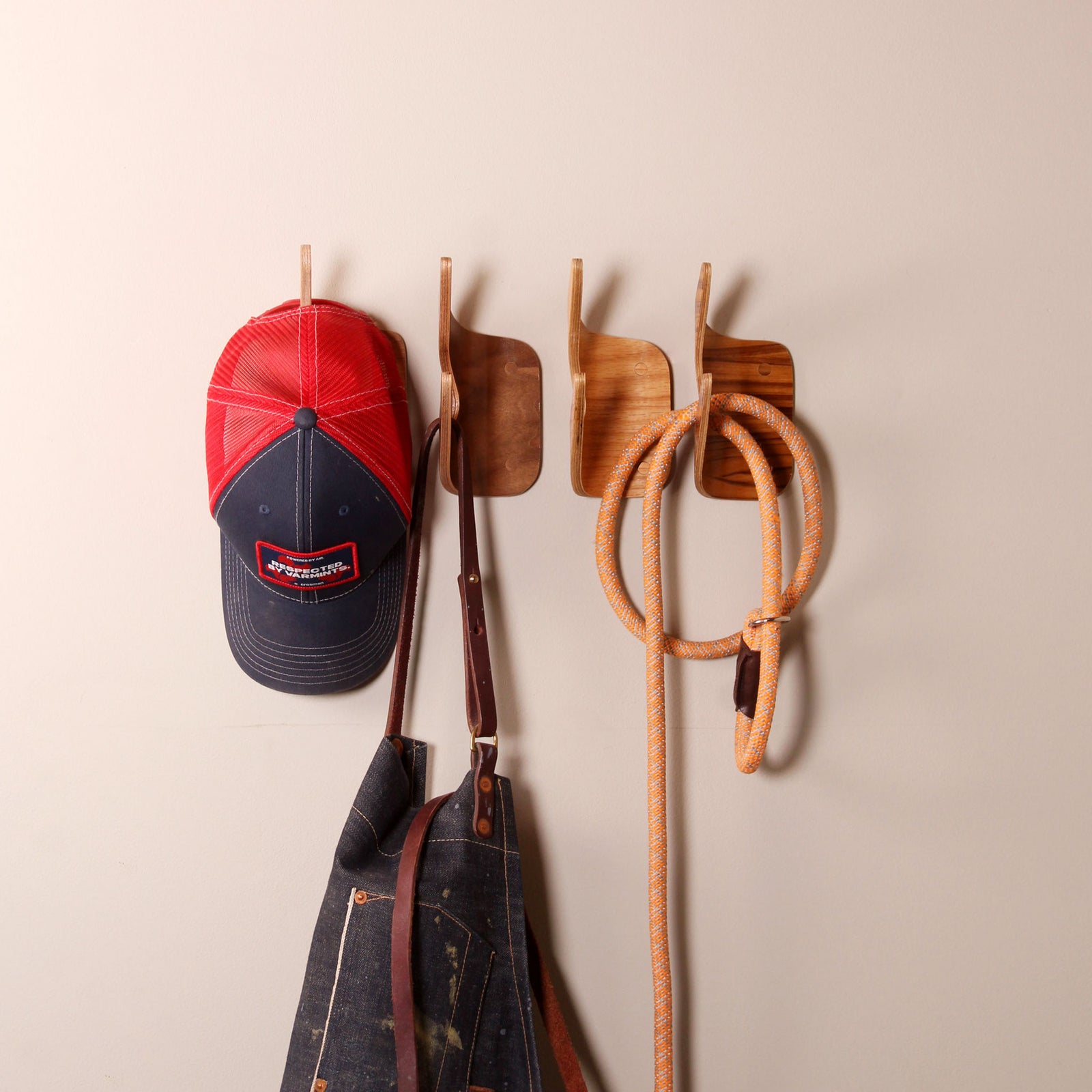 onefortythree wood wall hooks teak oak cherry walnut