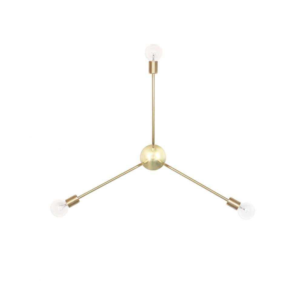 Brass ceiling light 3-arm onefortythree