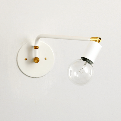 Hardwired swing lamp: 16" White / Brass hardware / No switch onefortythree