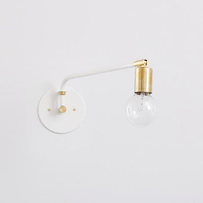 Hardwired swing lamp: 16" White/brass socket / Brass hardware / No switch onefortythree