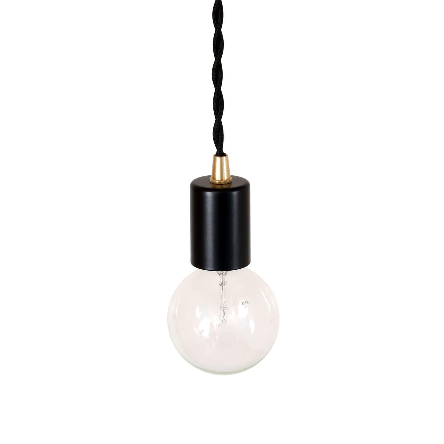 Pendant lamp: plug-in Black / Black cord / Brass hardware onefortythree