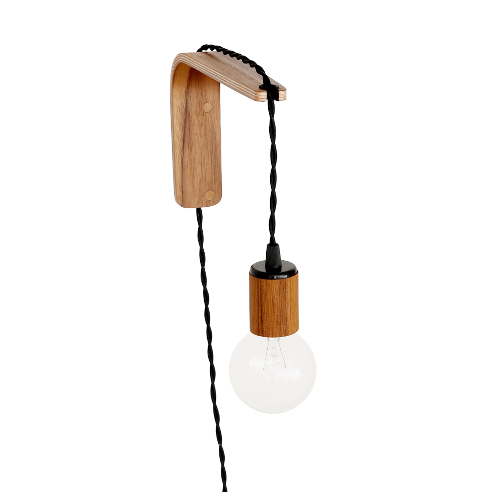 Pendant wall bracket Teak / Saddle leather onefortythree