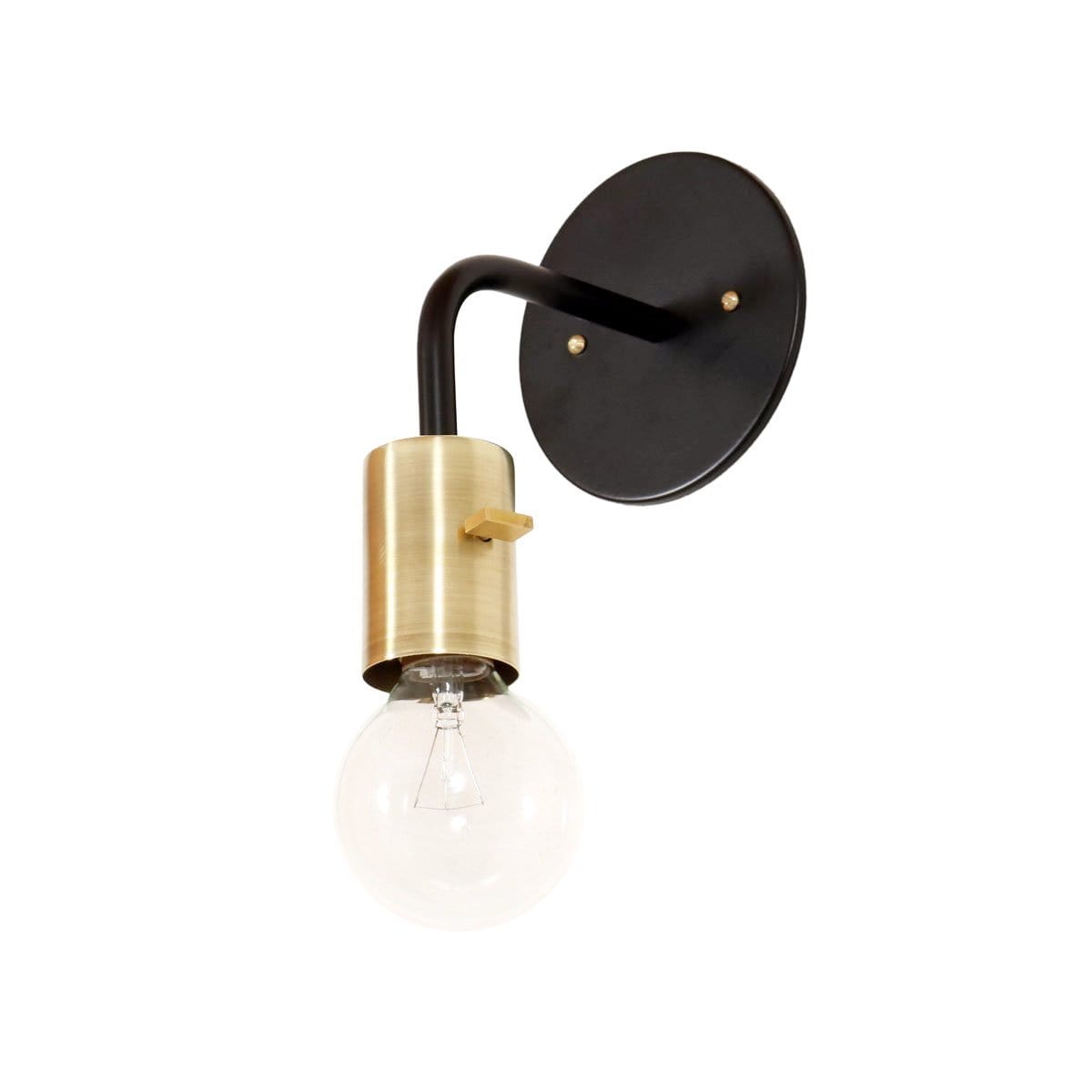 Switched socket sconce Black / Brass socket / Brass hardware onefortythree