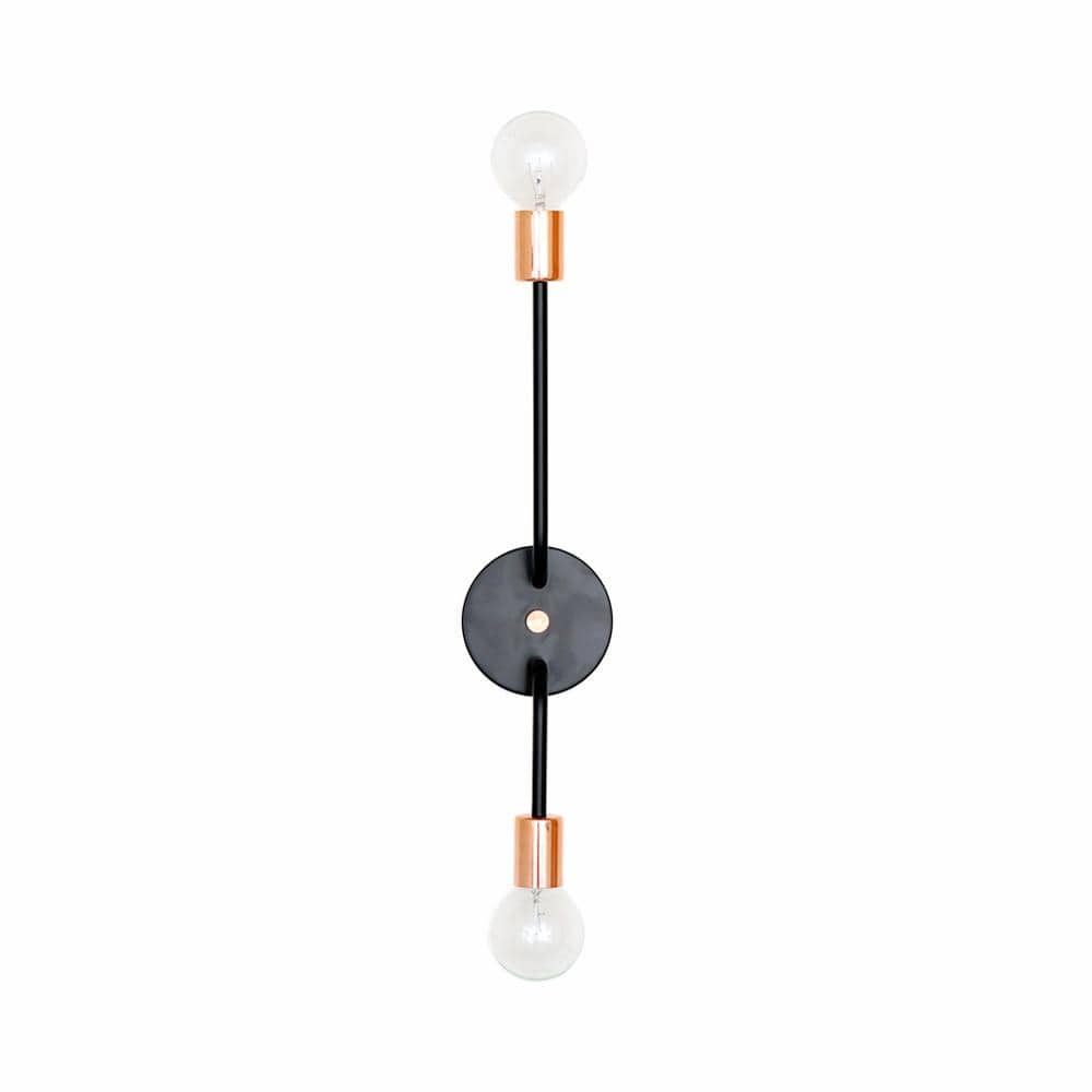 Vertical sconce Black / Copper sockets / Copper hardware onefortythree