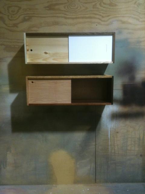 Cabinets made from scrap materials.
