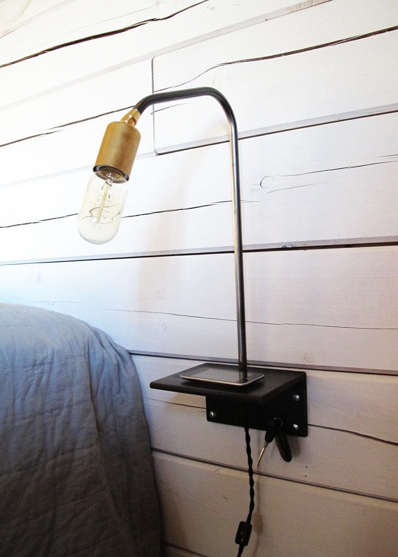 Bedside lamp/shelf/key-hook
