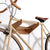 Close up view of a bike mounted on a wooden wall hanger