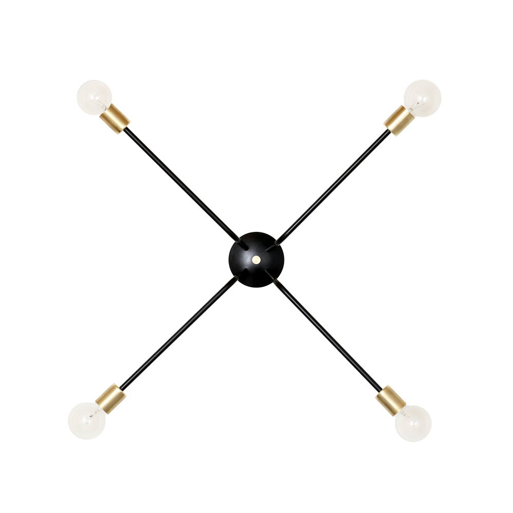 Ceiling light Black / Brass sockets / 3-arm onefortythree