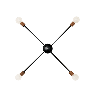 Ceiling light Black / Walnut sockets / 3-arm onefortythree