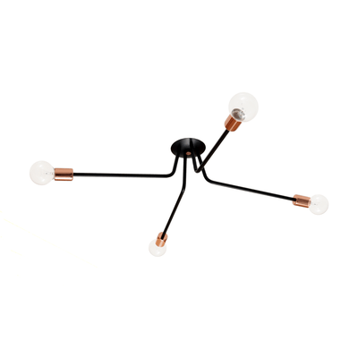 Ceiling light Black / Copper sockets / 3-arm onefortythree