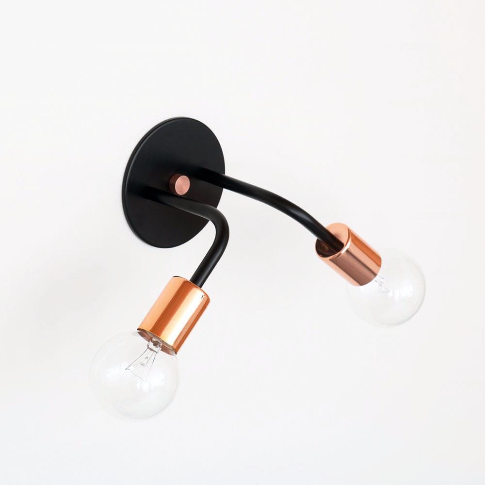 Double sconce: metal sockets Black / Copper sockets onefortythree