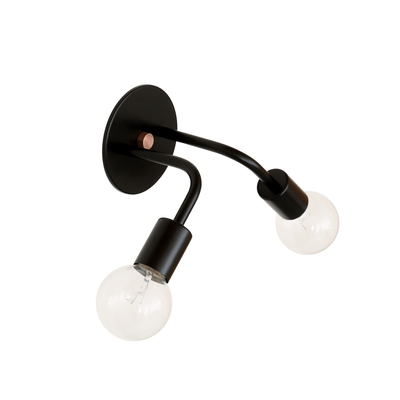 Double sconce: solid color Black / Brass hardware onefortythree