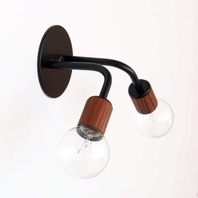 Double sconce: wood sockets Black / Rosewood sockets / Brass hardware onefortythree