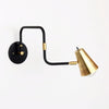 Hardwired Double-jointed lamp Black / Brass shade / Brass hardware onefortythree second