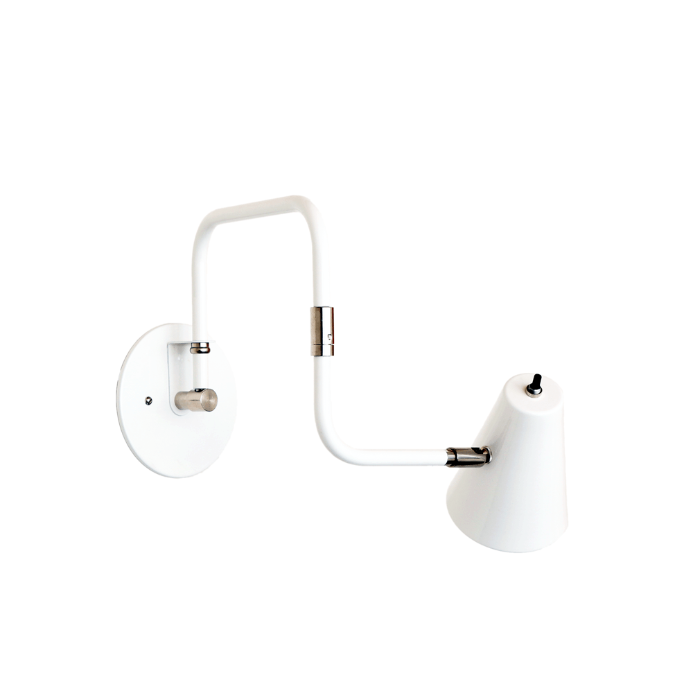 Hardwired Double-jointed lamp Black / Brass shade / Brass hardware onefortythree