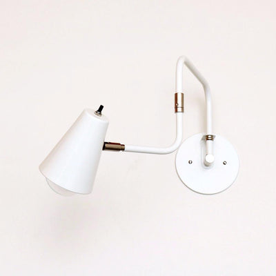 Hardwired Double-jointed lamp White / White shade / Nickel hardware onefortythree
