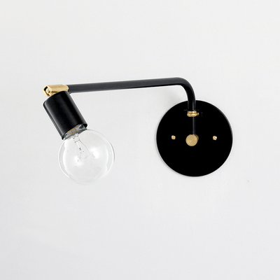 Hardwired swing lamp: 16" Black / Brass hardware / No switch onefortythree
