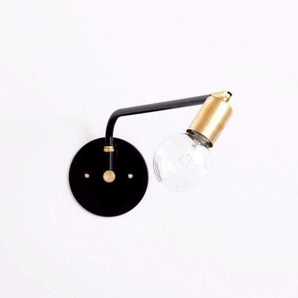 Hardwired swing lamp: 16&quot; Black/brass socket / Brass hardware / No switch onefortythree