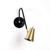 Hardwired Wallace lamp Black lamp / Brass shade / Brass hardware onefortythree second