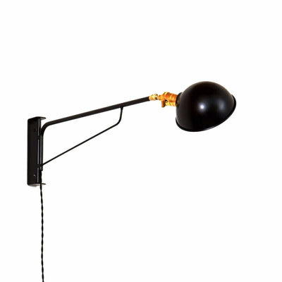 Industrial wall lamp Black / Brass hardware onefortythree