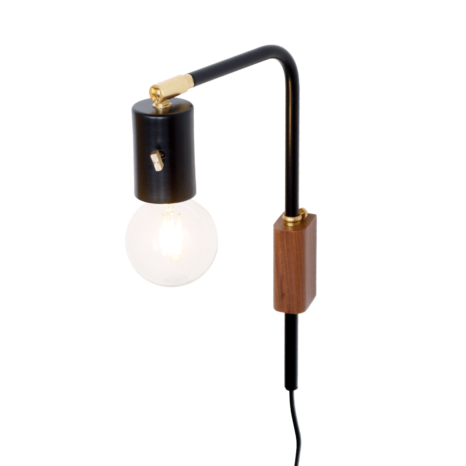 Ogden swing lamp Black lamp / Black socket / Brass hardware onefortythree