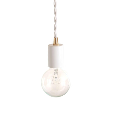 Pendant lamp: plug-in White / Black cord / Brass hardware onefortythree