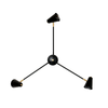 Shaded ceiling light: 3-arm Black / Black shades / Brass hardware onefortythree second