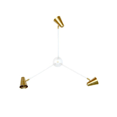 Shaded ceiling light: 3-arm White / Brass shades / Brass hardware onefortythree