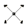 Shaded ceiling light: 4-arm Black / Black shades / Brass hardware onefortythree second