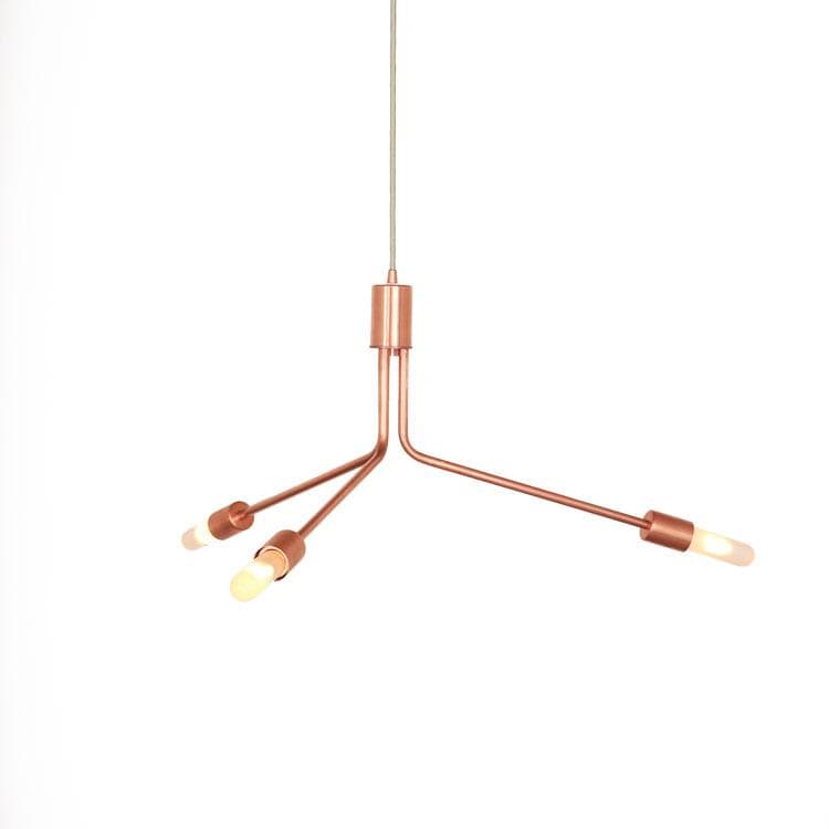 Socket chandelier Copper 3-arm / Copper sockets / Beige 36" cord onefortythree