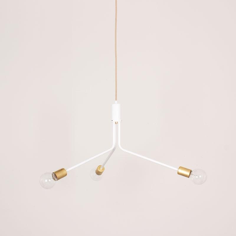 Socket chandelier White 3-arm / White sockets / Beige 36" cord onefortythree