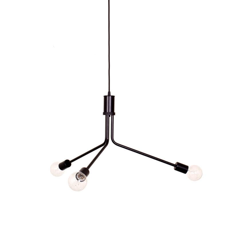 Socket chandelier Black 3-arm / Black sockets / Beige 36" cord onefortythree