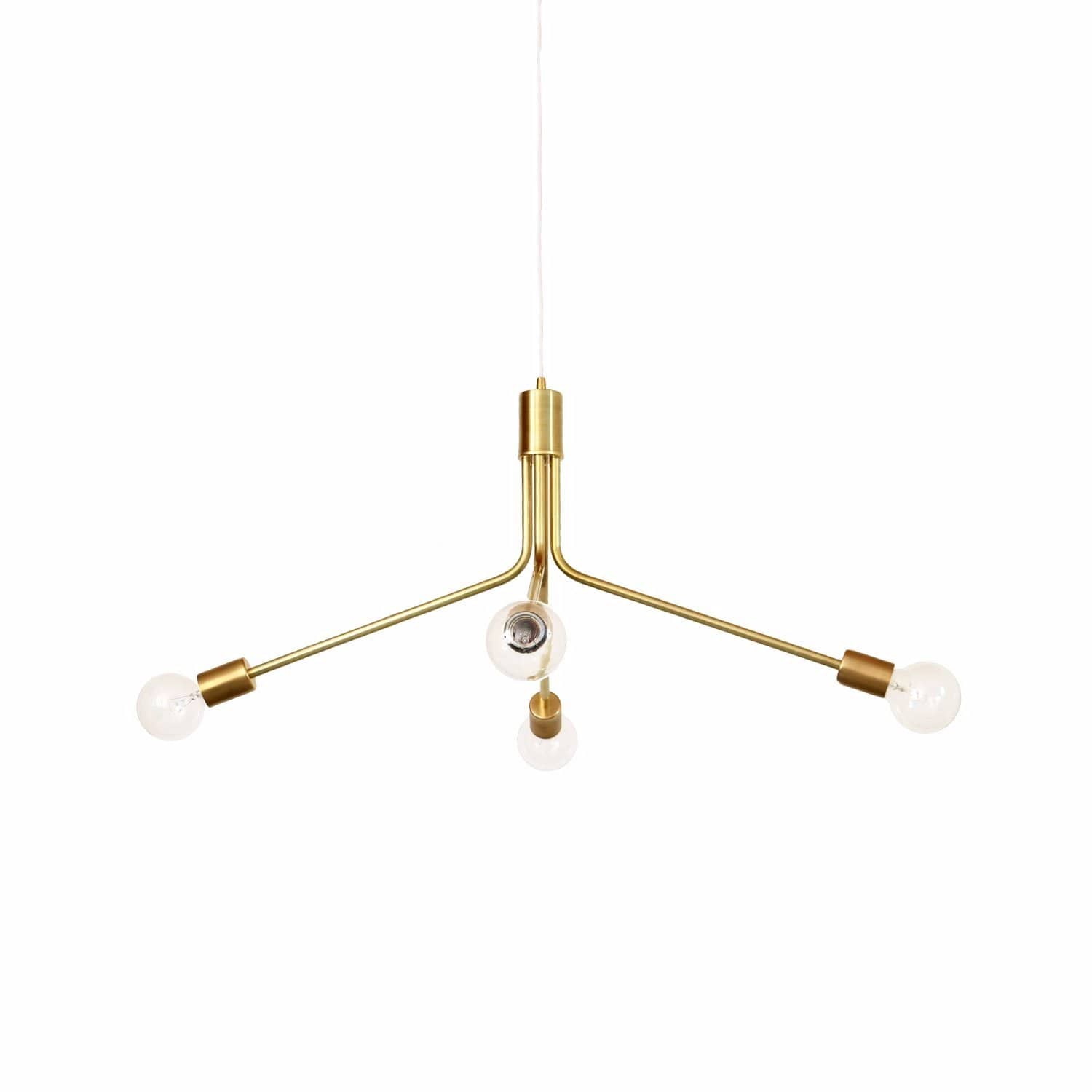 Socket chandelier Brass 3-arm / Brass sockets / Beige 36" cord onefortythree