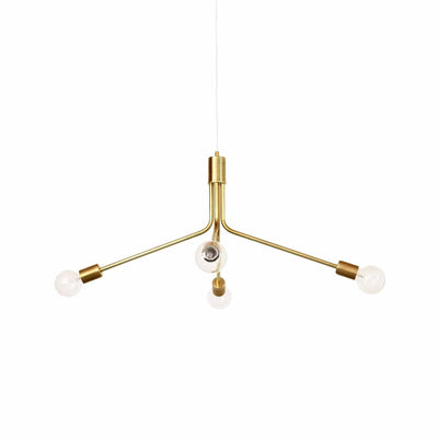 Socket chandelier Brass 3-arm / Brass sockets / Beige 36" cord onefortythree
