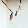 String lights Wood veneer / 10' long strand with 7 sockets / 9" male plug onefortythree second