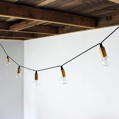 String lights Brass / 10' long strand with 7 sockets / 9" male plug onefortythree
