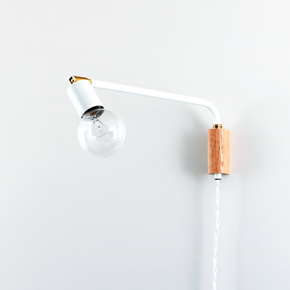 Swing lamp: 16" White / Brass hardware / Metal (same as lamp) onefortythree