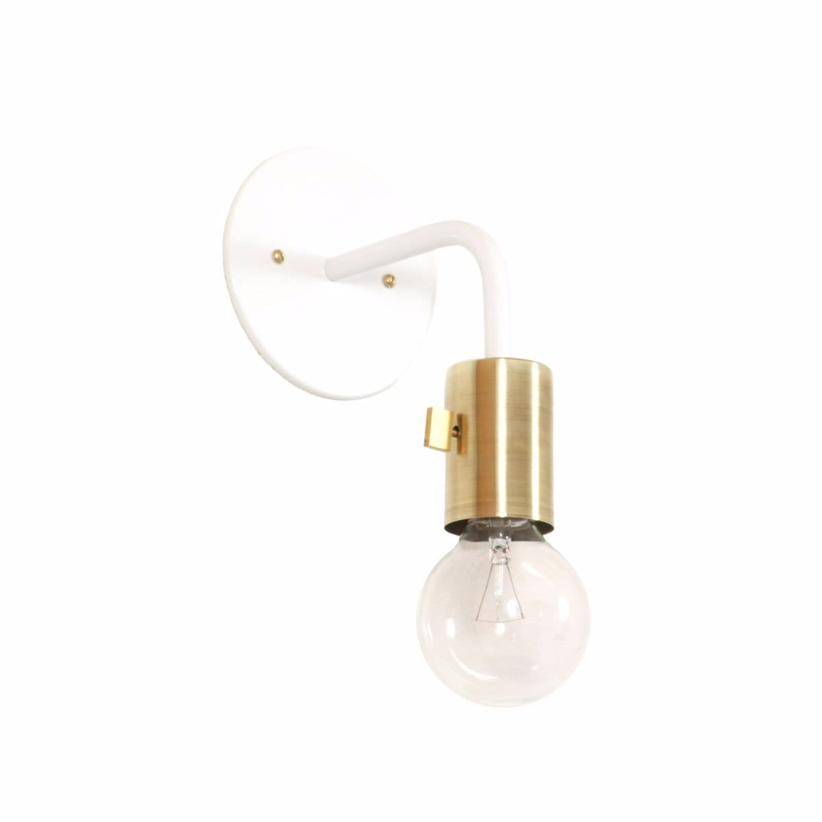 Switched socket sconce White / Brass socket / Brass hardware onefortythree