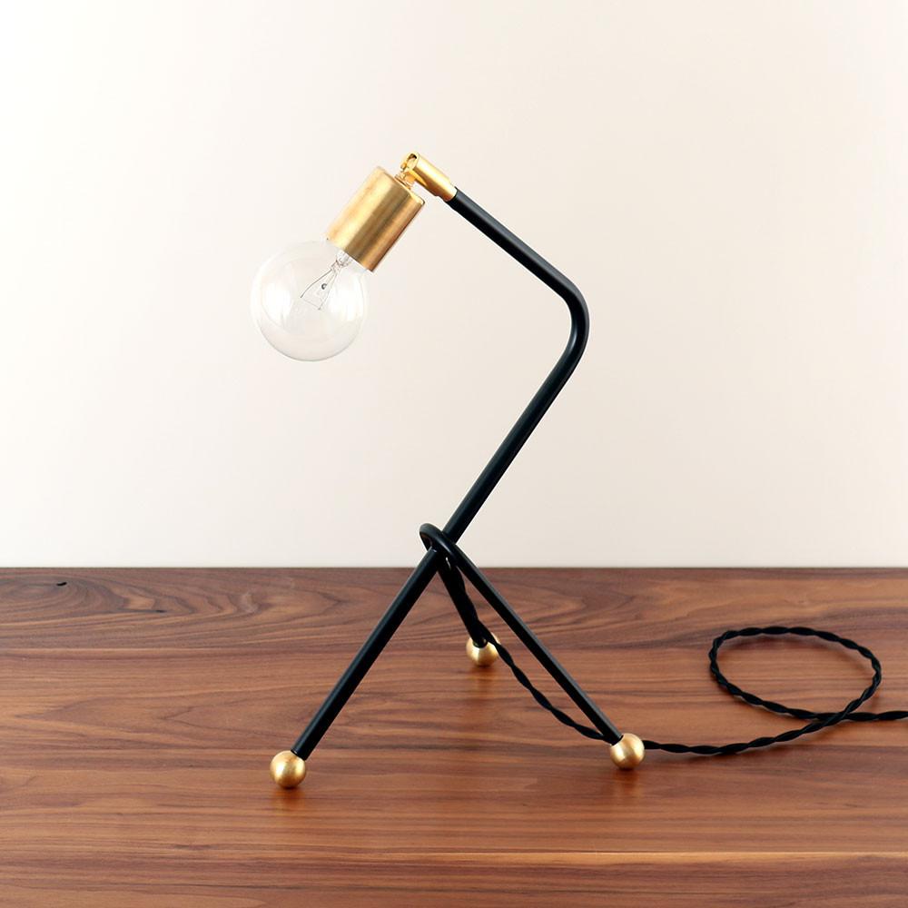 Onefortythree Tripod Desk Lamp in Overton Brass Color Shade