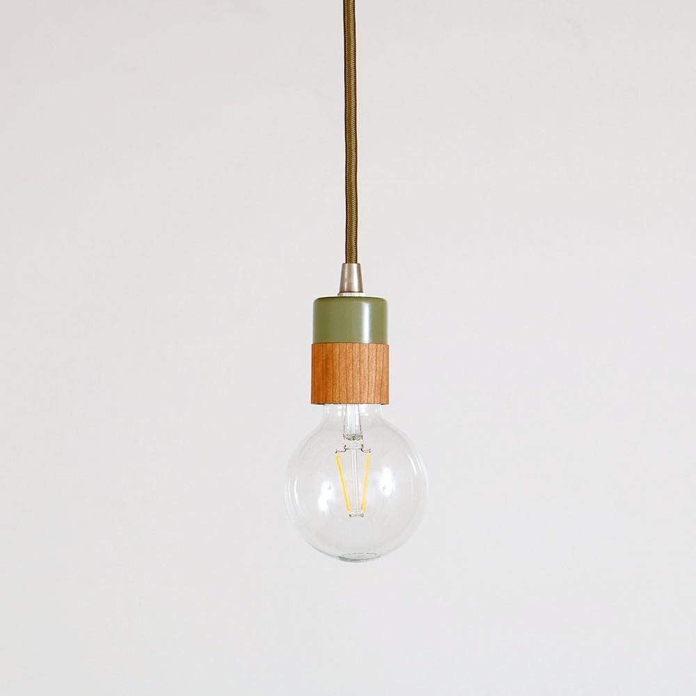 Two tone pendant: hardwired Cactus/Cherry / Brass hardware / 24" onefortythree