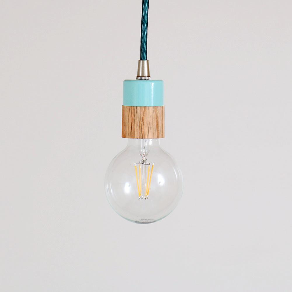 Two tone pendant: hardwired Paradise/Oak / Brass hardware / 24" onefortythree