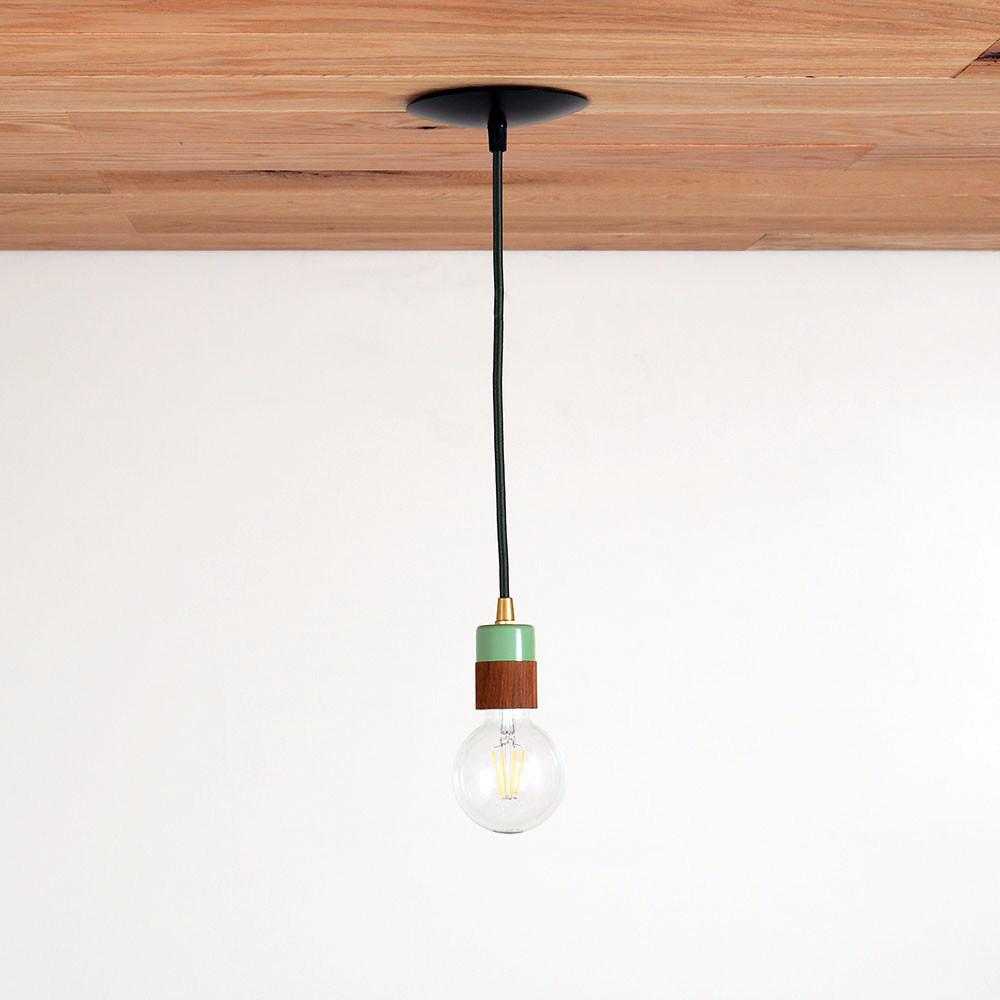 Two tone pendant: hardwired Sagebrush/Teak / Brass hardware / 24" onefortythree