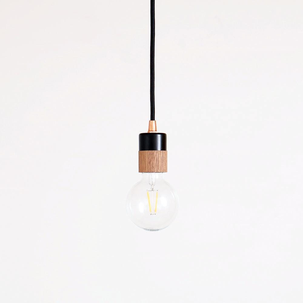 Two tone pendant: hardwired Black/Walnut / Brass hardware / 24" onefortythree