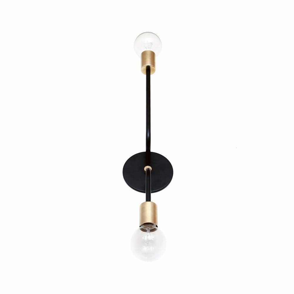 Vertical sconce Black / Brass sockets / Brass hardware onefortythree