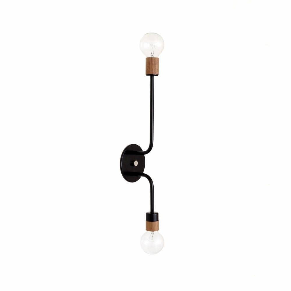 Vertical sconce Black / Walnut sockets / Brass hardware onefortythree