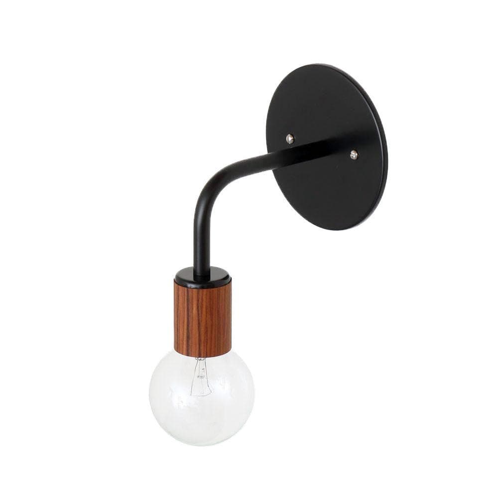 Wall sconce: wood socket Black / Rosewood socket / Brass hardware onefortythree