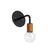 Wall sconce: wood socket Black / Teak socket / Brass hardware onefortythree