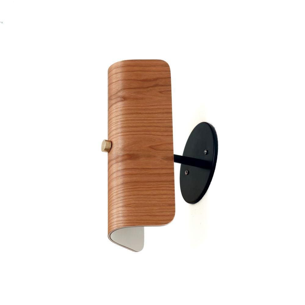 Wood shade sconce Black / Teak / Brass hardware onefortythree