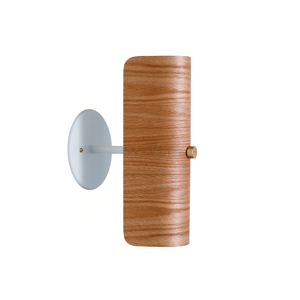 Wood shade sconce Black / Oak / Brass hardware onefortythree